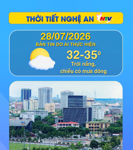 Thời tiết Nghệ An hôm nay 28/7/2026
