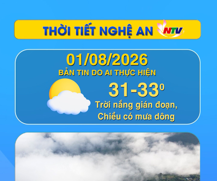 Thời tiết Nghệ An hôm nay 01/08/2026