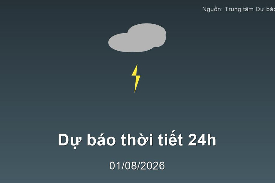 Dự báo thời tiết đêm nay và ngày mai (02/08/2026): Bắc Bộ mưa to rải rác, Nam Bộ dông về chiều tối