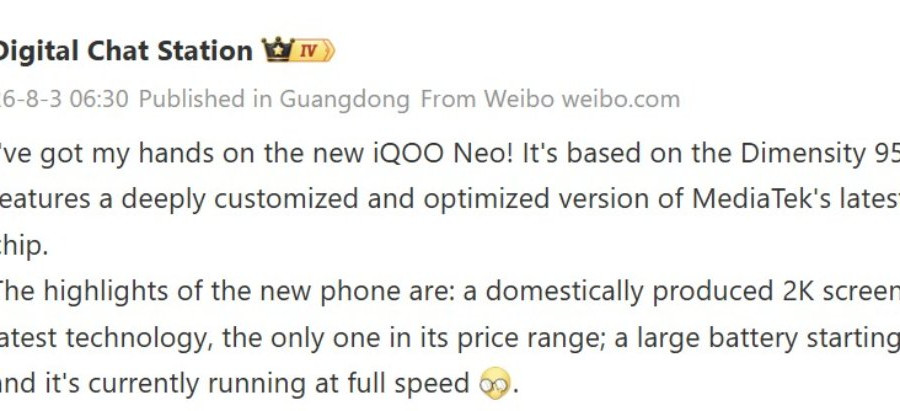 iQOO Neo 11S lộ diện: Chip Dimensity 9500 tùy biến cùng viên pin kỷ lục vượt 9.000 mAh