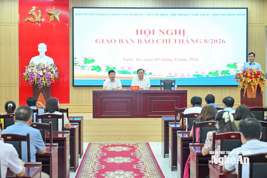 Nghệ An tổ chức Hội nghị Giao ban báo chí tháng 8/2026