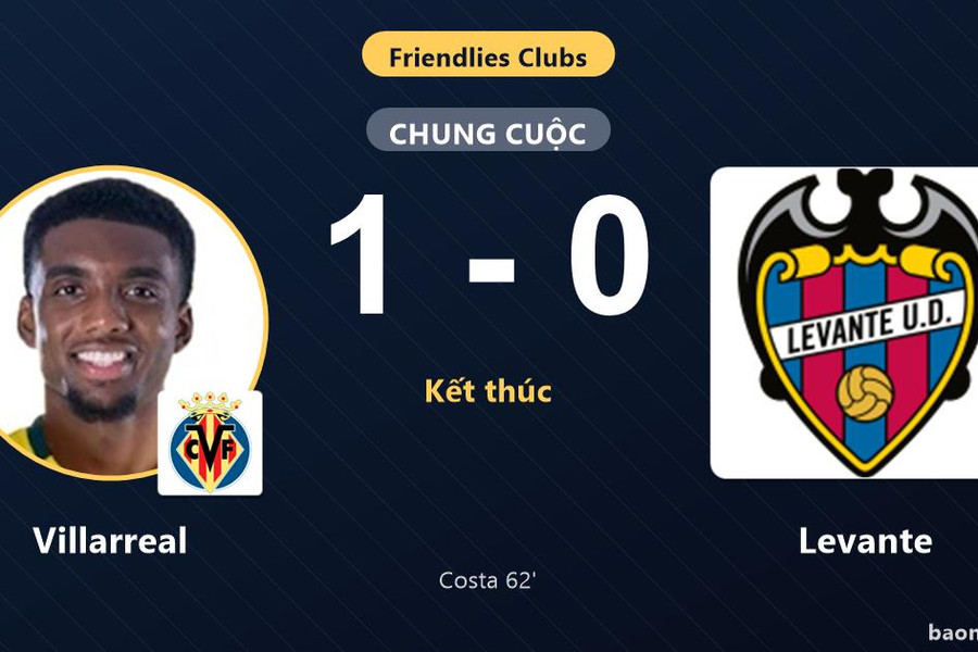 Villarreal thắng Levante, Costa tạo khác biệt trong trận giao hữu CLB