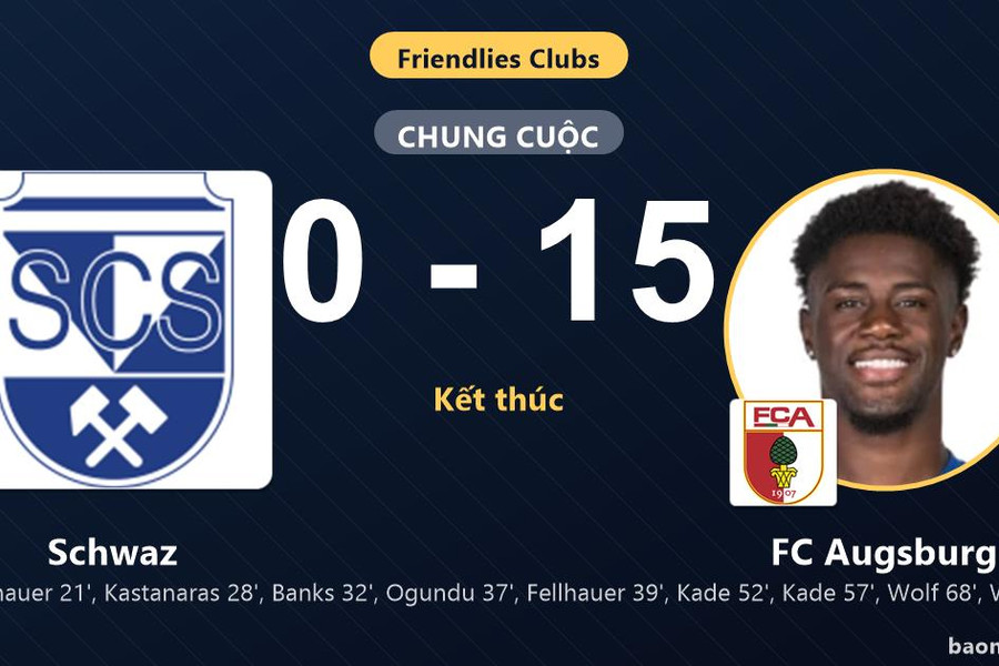 Schwaz thảm bại 0-15 trước FC Augsburg trong trận giao hữu