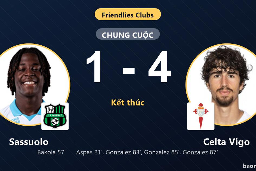 Celta Vigo thắng đậm Sassuolo, Gonzalez lập hat-trick cuối trận