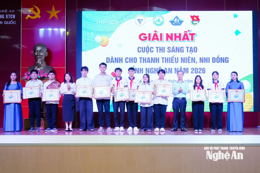 Trao giải Cuộc thi Sáng tạo dành cho thanh, thiếu niên, nhi đồng tỉnh Nghệ An năm 2026