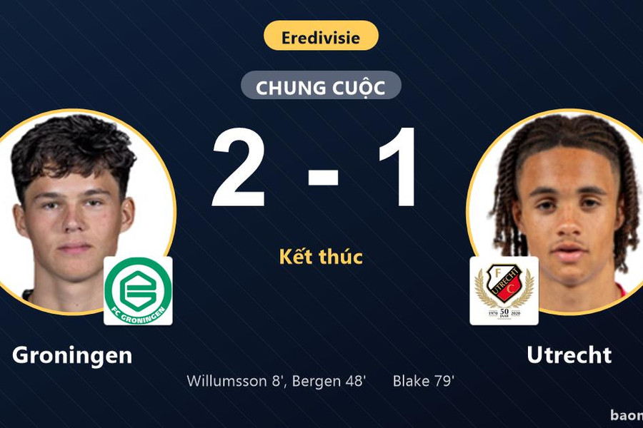 Groningen đánh bại Utrecht ngày ra quân Eredivisie, nỗ lực rượt đuổi của đội khách bất thành