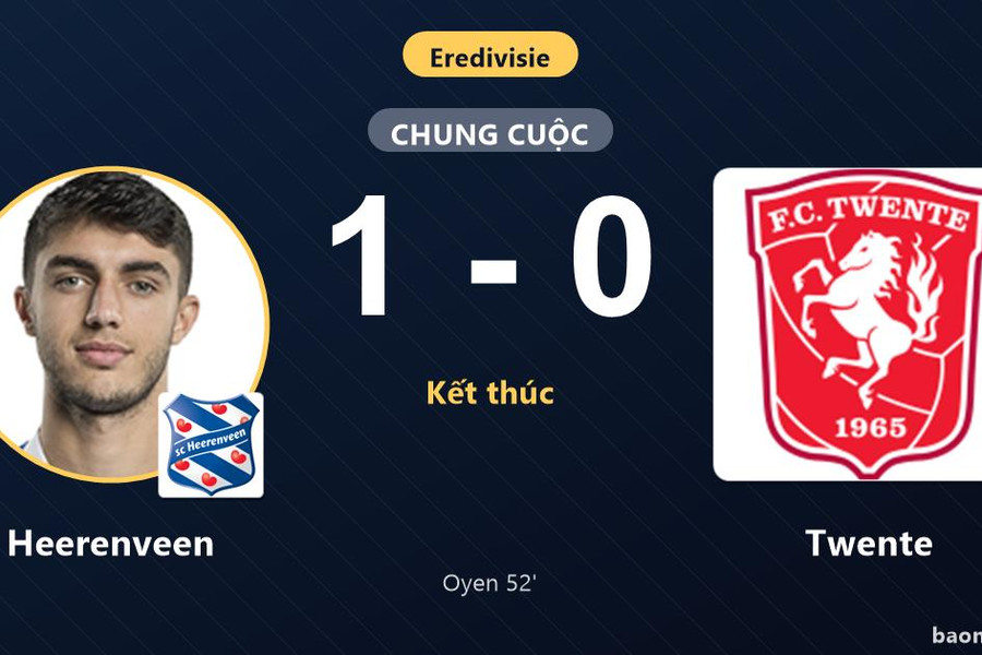 Bàn thắng duy nhất của Oyen giúp Heerenveen hạ Twente 1-0 ngày ra quân Eredivisie