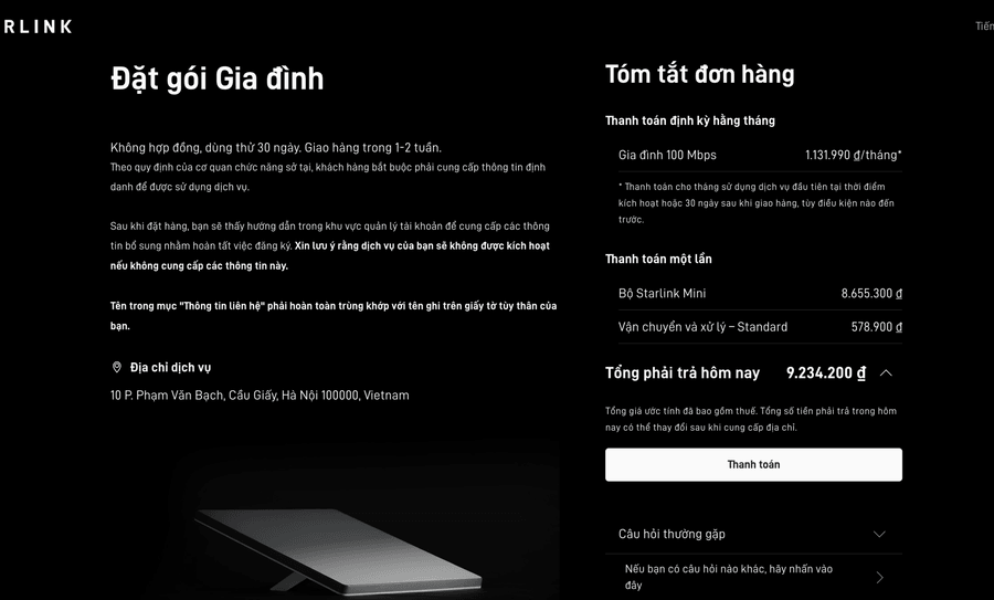 Mạng Internet vệ tinh Starlink chính thức phủ sóng Việt Nam: Chi phí và cấu hình ra sao?