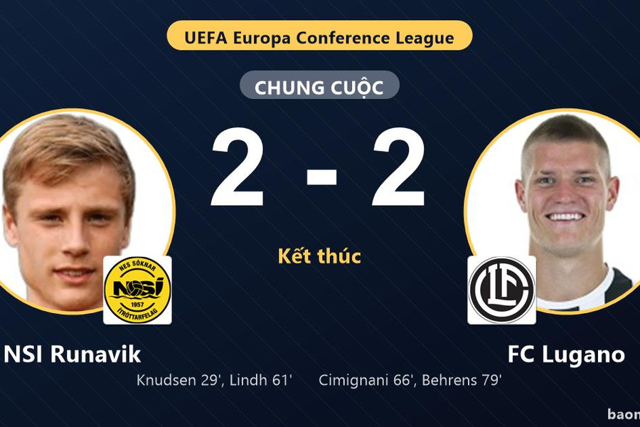 Đánh mất thế dẫn hai bàn, NSI Runavik chia điểm cay đắng trước FC Lugano