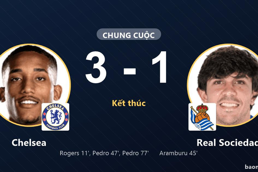 Pedro lập cú đúp, Chelsea khuất phục Real Sociedad 3-1 tại Stamford Bridge