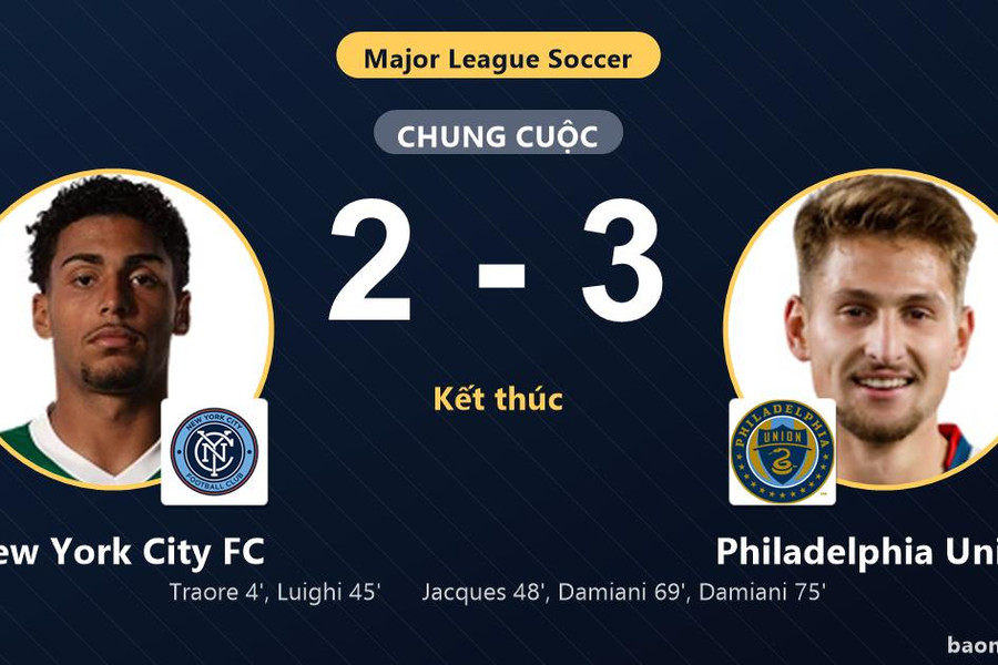 New York City FC 2-3 Philadelphia Union: Philadelphia Union giành chiến thắng