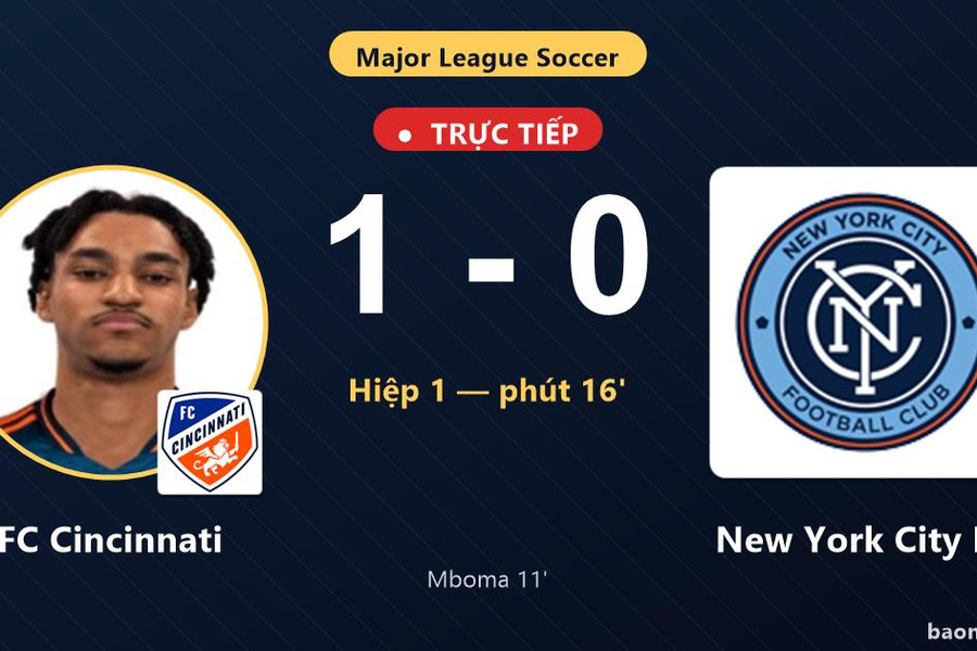 Trực tiếp FC Cincinnati vs New York City FC: FC Cincinnati mở tỷ số