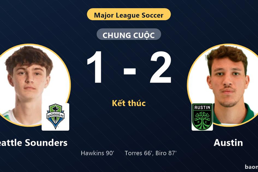 Thua Austin 1-2, Seattle Sounders vẫn nắm chắc tấm vé vào vòng 1/16 MLS