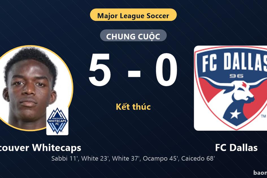 Thắng đậm FC Dallas 5-0, Vancouver Whitecaps vươn lên nhì bảng và giành vé đi tiếp