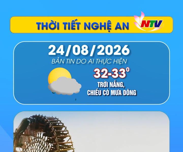 Thời tiết Nghệ An hôm nay 24/08/2026