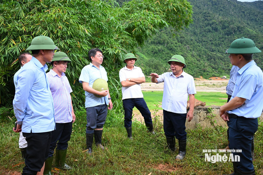 Phó Chủ tịch UBND tỉnh Nguyễn Văn Đệ kiểm tra, chỉ đạo khắc phục điểm sạt lở tại xã Tri Lễ