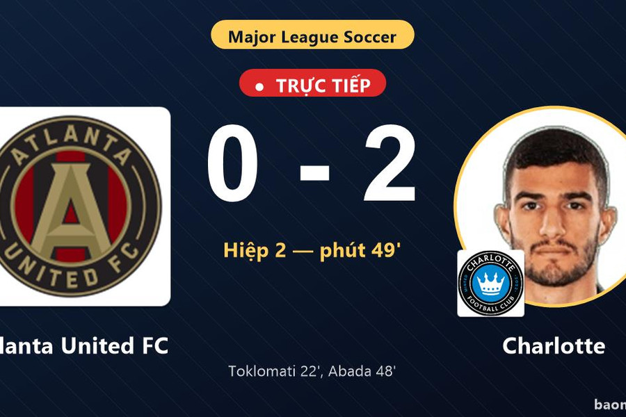 Trực tiếp Atlanta United FC vs Charlotte: Charlotte nhân đôi cách biệt