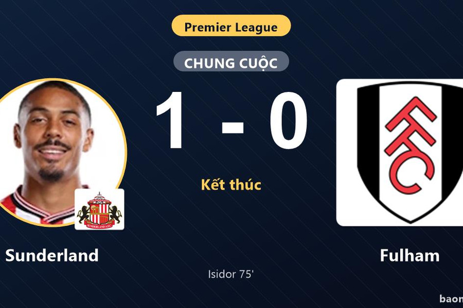 Hạ Fulham nhờ bàn thắng của Isidor, Sunderland giành trọn 3 điểm trên sân nhà