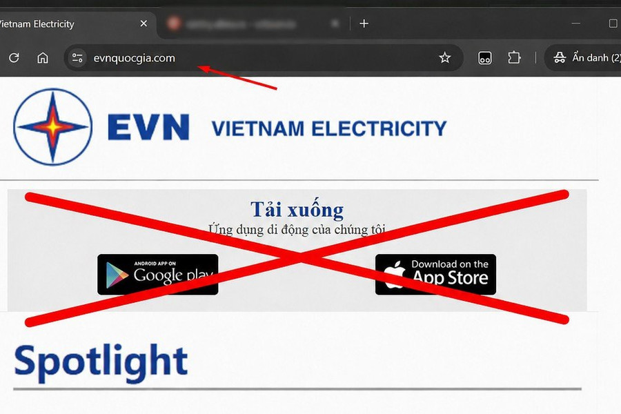 Cảnh báo chiêu trò lập web mạo danh EVN lừa cài app chứa mã độc rút sạch tiền ngân hàng