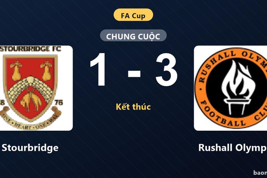 Stourbridge nhận thất bại 1-3 trước Rushall Olympic tại vòng loại FA Cup