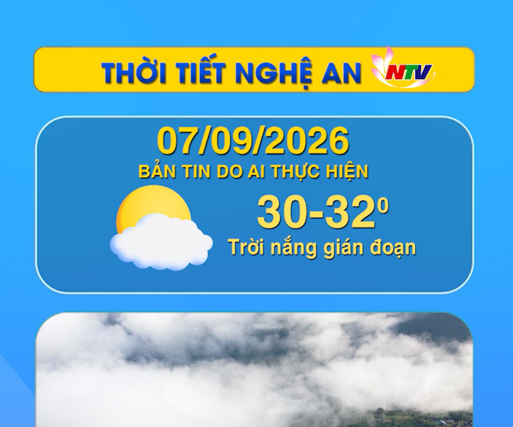 Thời tiết Nghệ An hôm nay - 07/09/2026
