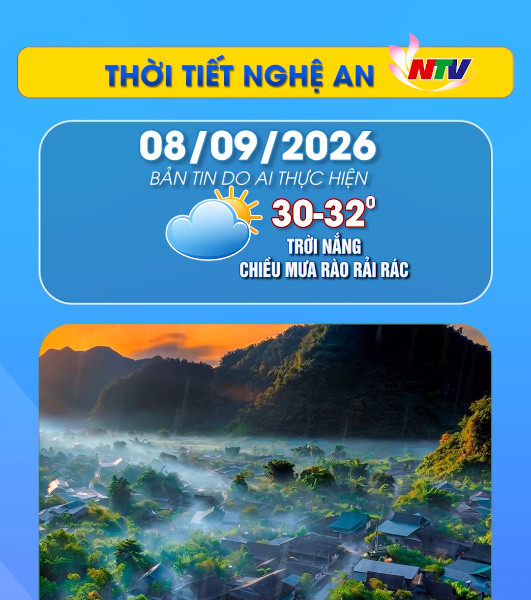 Thời tiết Nghệ An hôm nay 8/9/2026
