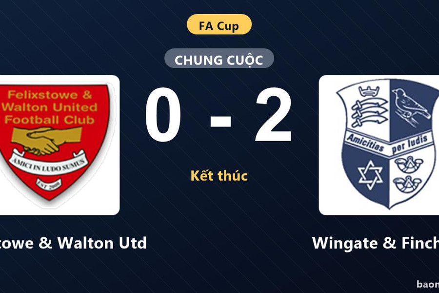 Thắng 2-0, Wingate & Finchley gieo sầu cho Felixstowe & Walton Utd tại FA Cup