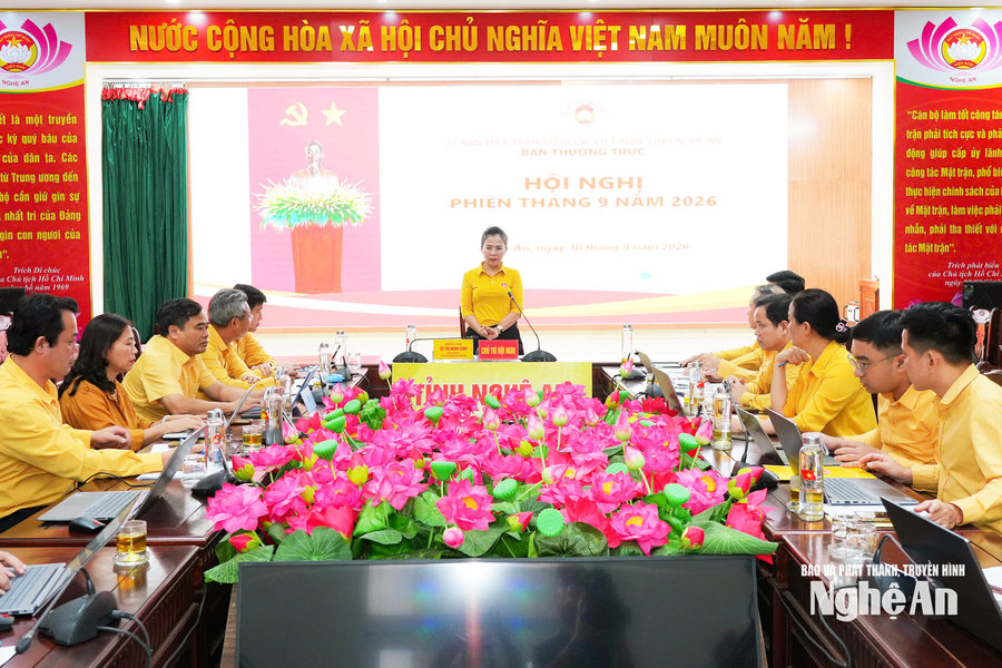 Ban Thường trực Ủy ban MTTQ Việt Nam tỉnh họp phiên thường kỳ tháng 9/2026