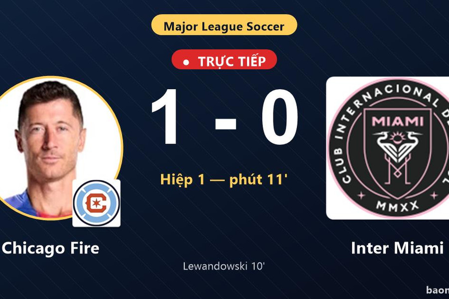 Trực tiếp Chicago Fire vs Inter Miami: Hết hiệp 1, Chicago Fire dẫn 1-0