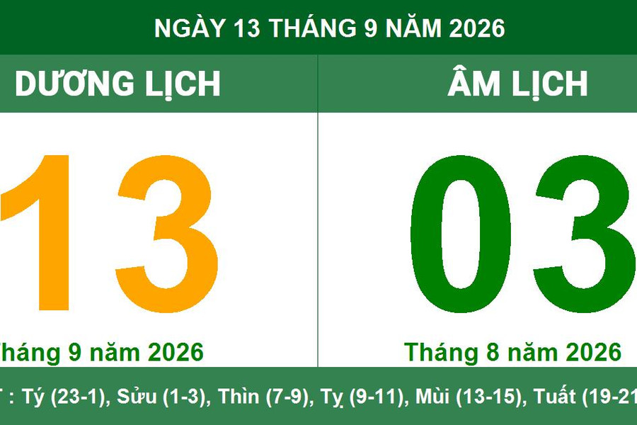 Lịch Âm Dương ngày 13/09/2026: Giờ hoàng đạo và những lưu ý phong thủy quan trọng