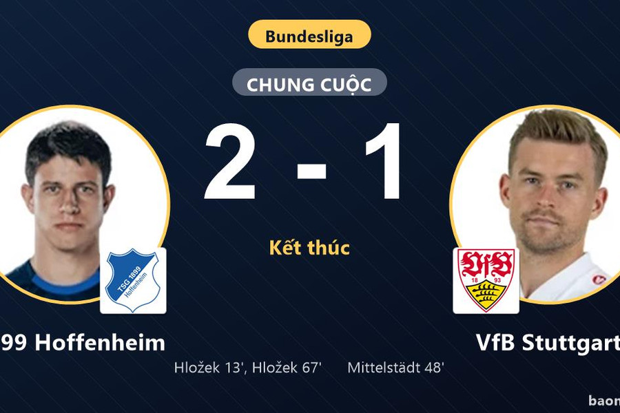 Đánh bại VfB Stuttgart, 1899 Hoffenheim vơi bớt sức ép ở nhóm cuối