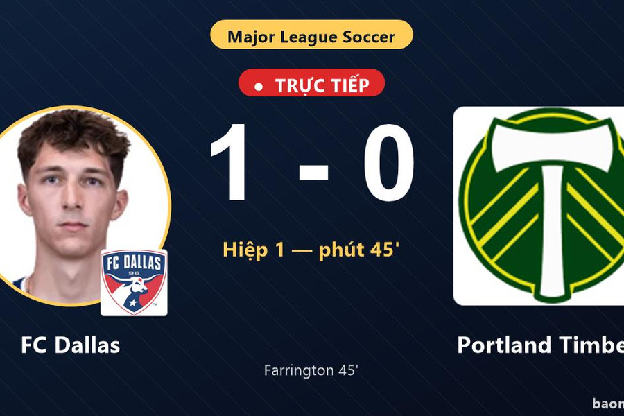 Trực tiếp FC Dallas vs Portland Timbers: Hiệp 2 bắt đầu, FC Dallas dẫn 1-0