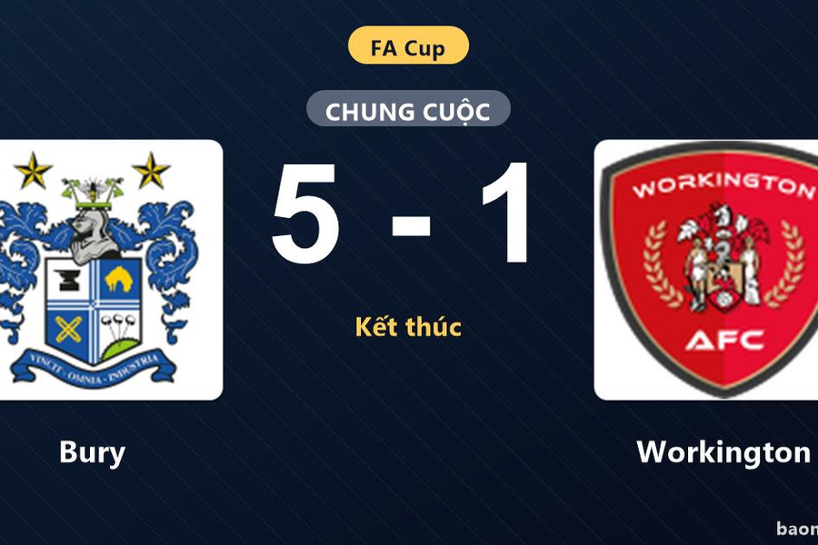 Thắng đậm Workington 5-1, Bury gieo sầu cho đối thủ tại Cúp FA