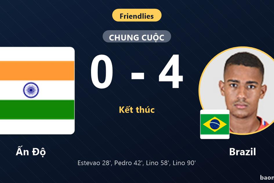 Đè bẹp Ấn Độ 0-4, Brazil phô diễn đẳng cấp vượt trội tại Kolkata