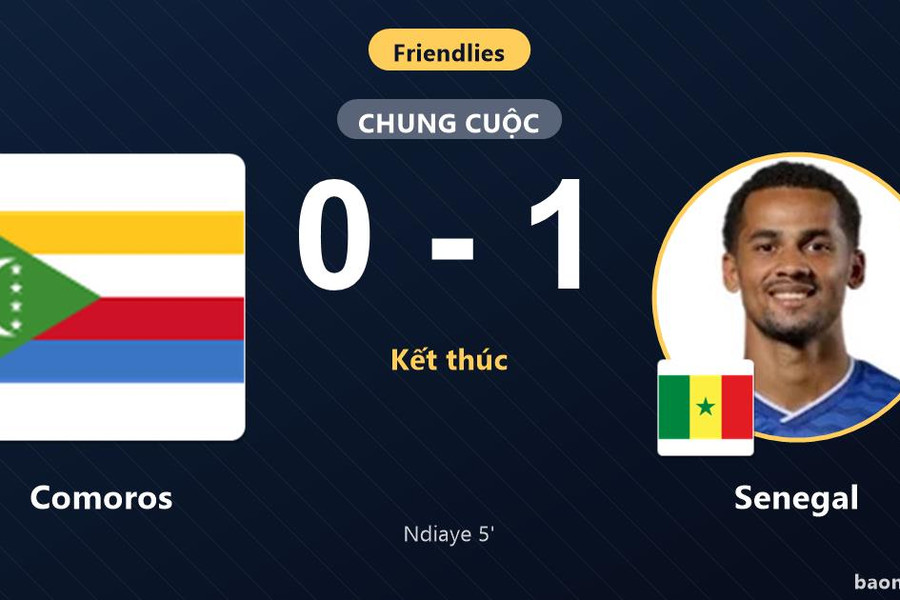 Senegal thắng sát nút Comoros nhờ pha lập công chớp nhoáng của Ndiaye
