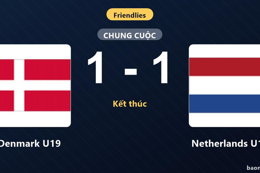 Bị gỡ hòa phút 90, Denmark U19 ngậm ngùi chia điểm với Netherlands U19