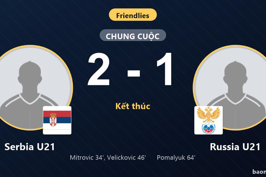 Serbia U21 hạ Russia U21: Nỗ lực rượt đuổi bất thành của đội khách