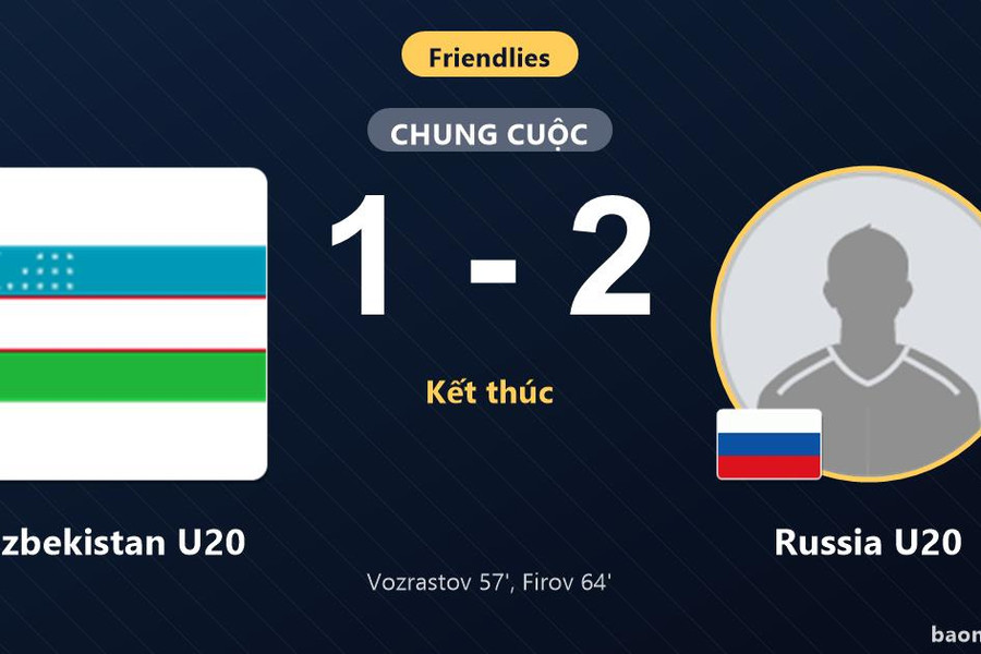 Uzbekistan U20 rượt đuổi bất thành, Russia U20 thắng sát nút ở trận giao hữu