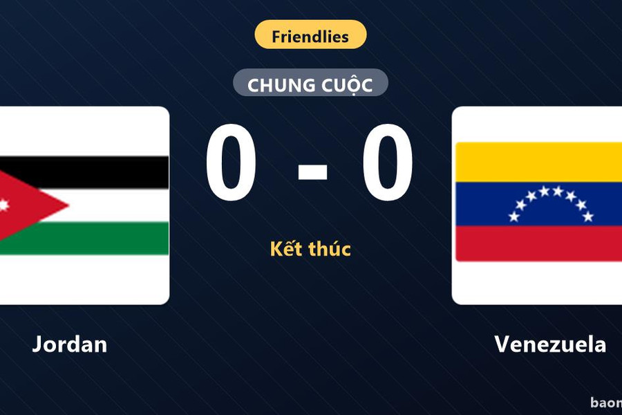 Jordan và Venezuela chia điểm trong trận giao hữu không bàn thắng