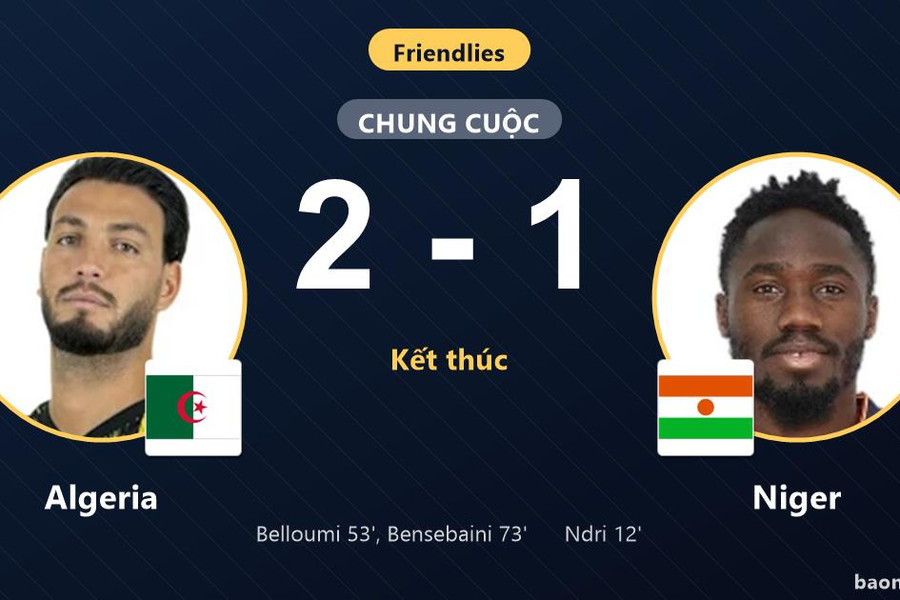 Bị Niger dẫn trước, Algeria ngược dòng nghẹt thở giành chiến thắng 2-1