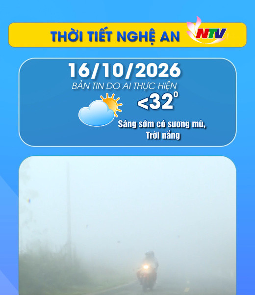 Thời tiết Nghệ An hôm nay 16/10/2026