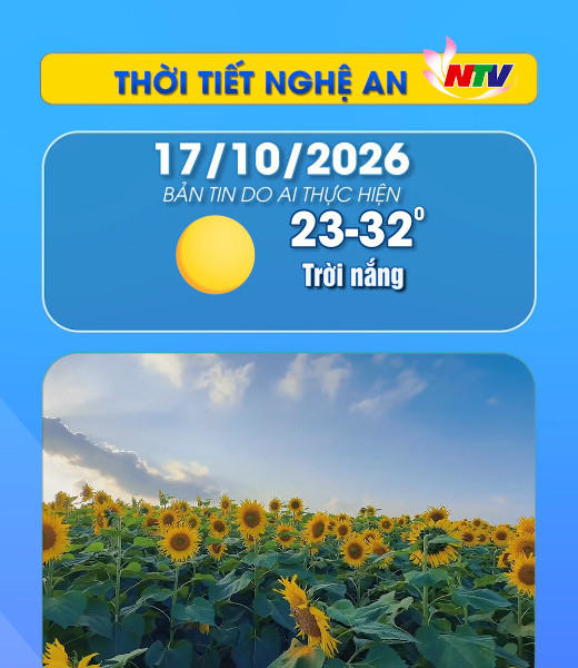 Thời tiết Nghệ An hôm nay 17/10/2026