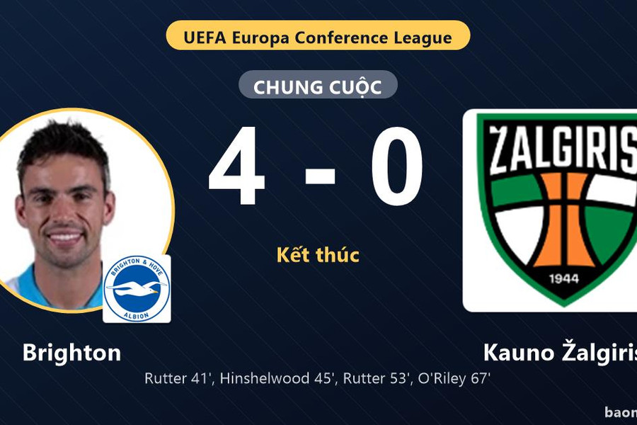 Đè bẹp Kauno Žalgiris, Brighton khởi đầu tưng bừng tại Conference League