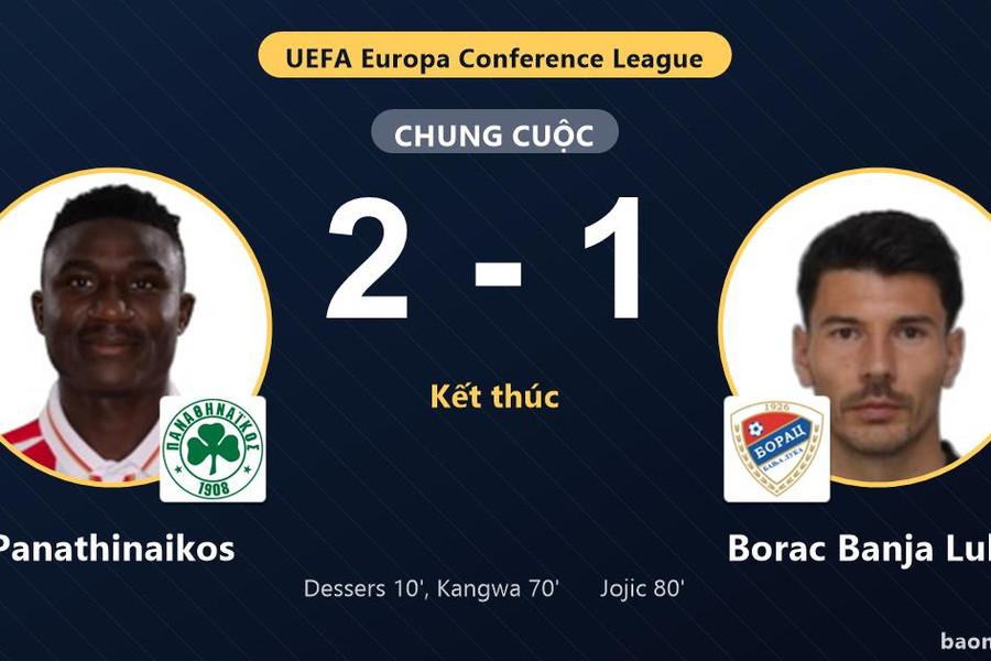 Hạ Borac Banja Luka, Panathinaikos khởi đầu thuận lợi tại Conference League
