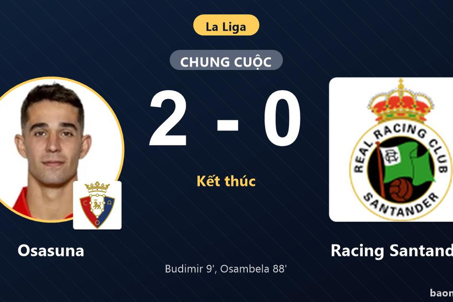 Đánh bại Racing Santander, Osasuna bắt kịp đối thủ trong cuộc đua trụ hạng La Liga