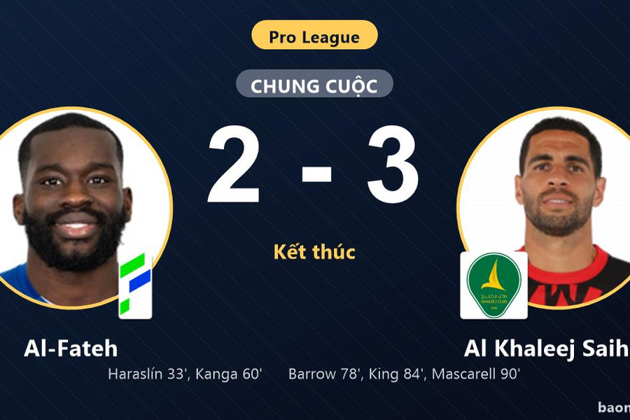 Ngược dòng hạ Al-Fateh, Al Khaleej Saihat đẩy chủ nhà lún sâu ở nhóm cuối