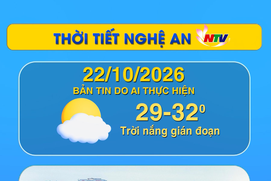 Thời tiết Nghệ An hôm nay 22/10/2026