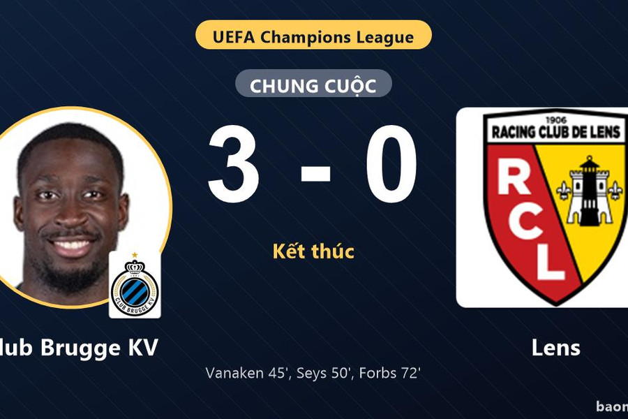 Đè bẹp Lens 3-0, Club Brugge KV vượt mặt đối thủ trên bảng xếp hạng