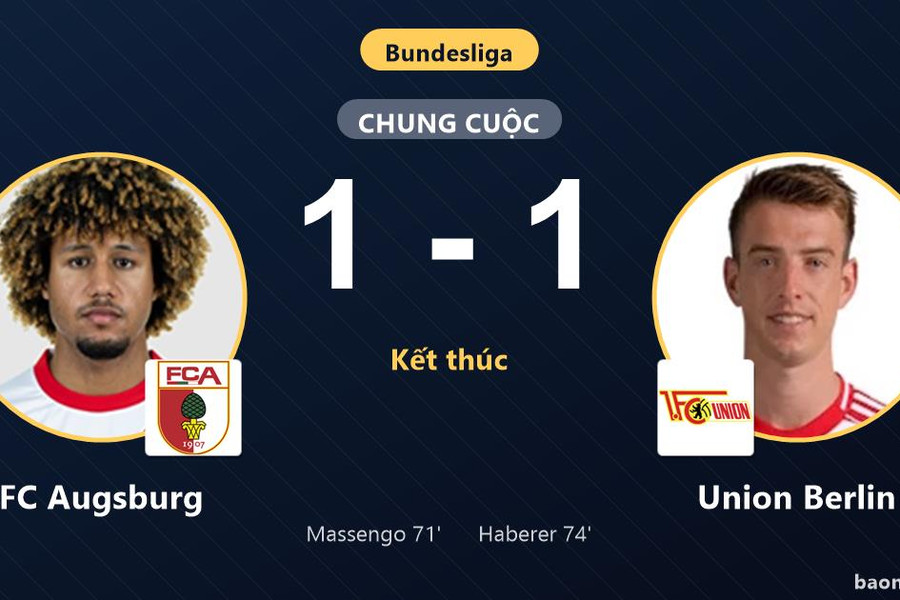 Bị Union Berlin cầm hòa, FC Augsburg lỡ bứt phá còn đối thủ vẫn chôn chân áp chót