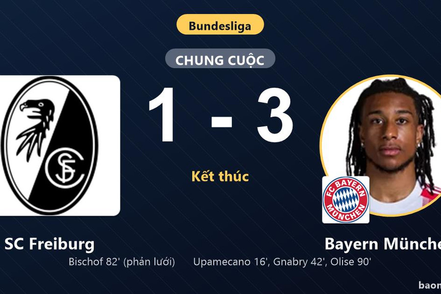 Thắng SC Freiburg, Bayern München chiếm ngôi nhì bảng và bám sát Dortmund